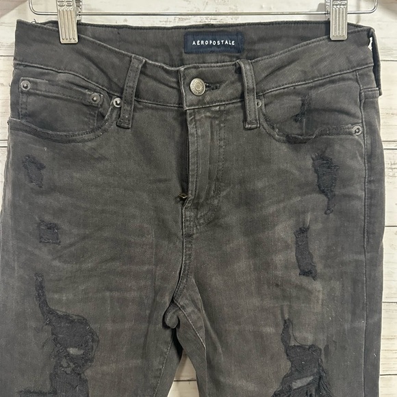 Aeropostale Super Skinny Black/Charcoal Distressed Jeans - Picture 4 of 6